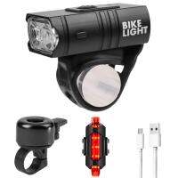 LED Mountain Bike Front Lamp USB Rechargeable Waterproof MTB Headlight Taillight 6 Lighting Modes Power Display 800LM Cycling Equipment