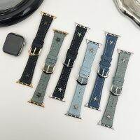 Vintage denim strap for Apple Watch 9 8 7 6 5 4 se 3 41mm 38 40mm 45mm 44 42mm women star band for iWatch Ultra 2 49mm bracelet