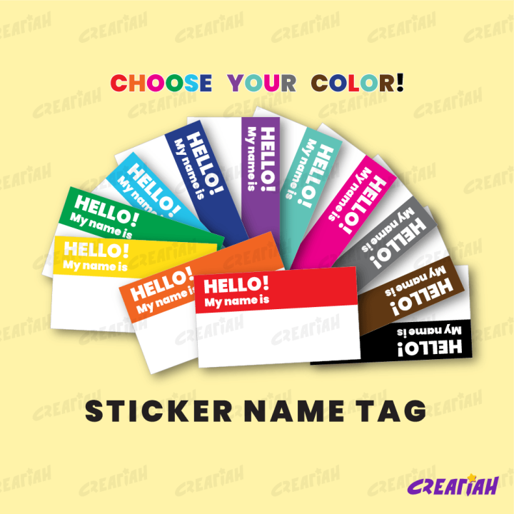 Single Color HELLO My name is Name Tag Stickers Pack Party School Home