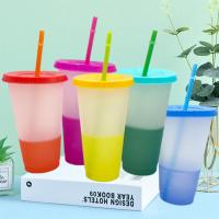 700ml Reusable PP Straw Cup Water Bottle Cup with straw color changing Drinking Cup Water Bottle Tumblers Straw Mug Drinkware