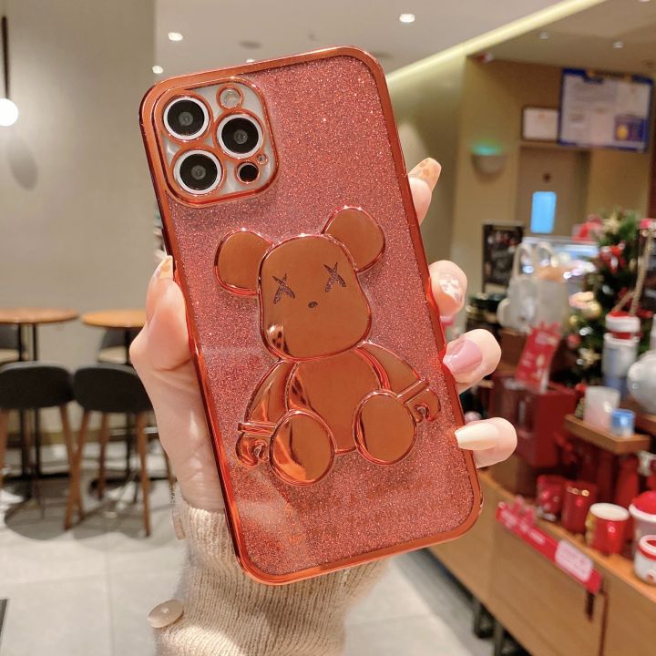 electroplating-glitter-หมีรุนแรงเคสโทรศัพท์สำหรับ-iphone13-สเตอริโอหมีหมีเคสโทรศัพท์สำหรับ-iphone13promax-เคส-tpu-แบบรวมทุกอย่างสำหรับ-iphone12