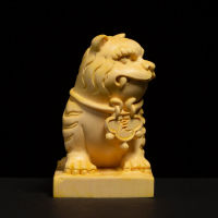 Wooden small animal small tiger sculpture statue Hand-carved crafts Cute zodiac tiger mascot Home decoration ornaments