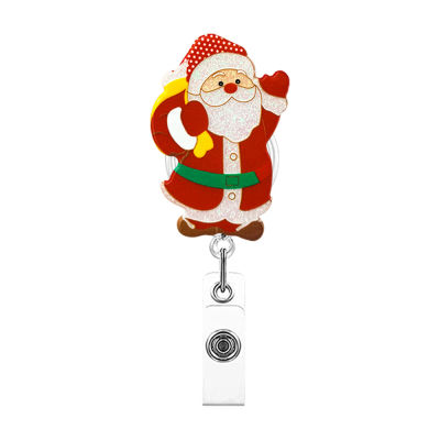 Badge Holder Accessories ID Card Holder Attachment Christmas-themed Badge Holder Acrylic Badge Holder Telescopic Badge Reel