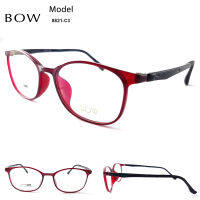 กรอบแว่นตา BOW รุ่น 8821-C4 เต็มกรอบสีแดงเข้ม น้ำหนักเบา ใส่สบาย Vintage มีบริการตัดแว่นสายตาราคาถูก