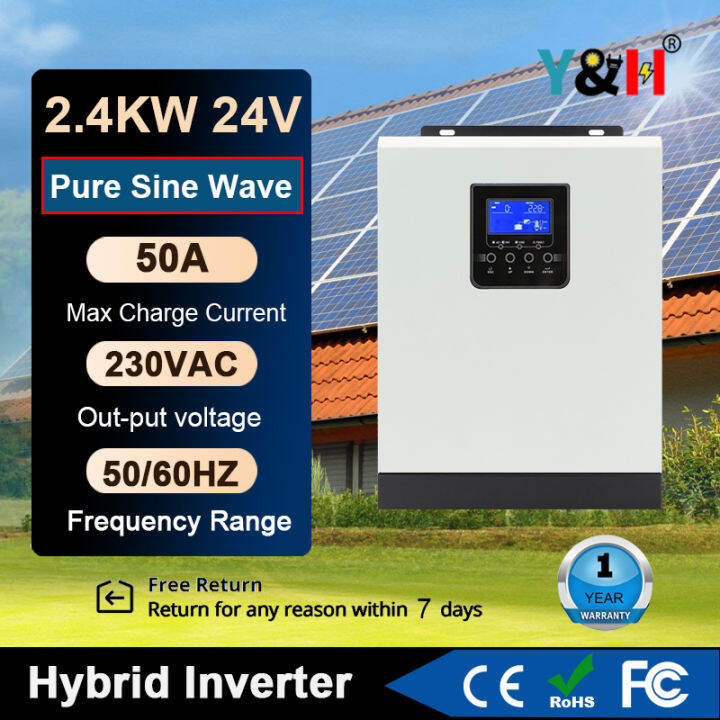 Y & H Inverter Tenaga Surya Hibrida, 2400W 220V 50A PWM / 40A MPPT 3KVA ...