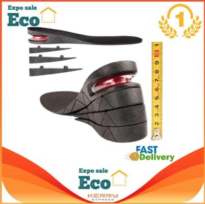 Eco แผ่นเสริมส้น 1 คู่ เพิ่มความสูงได้ 4 ระดับ 1 pair Increase Heel Insoles 4 layers 9 cm For Men and Women แบบเต็มเท้า (Black)