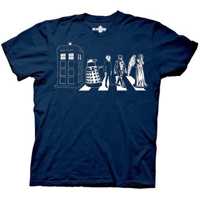 100%cotton เสื้อยืดคอวีผู้ชาย Ripple Junction Doctor Who Deled Street Crossing Adult T-Shirt men เสื้อ ยืด ผู้ชาย คอก