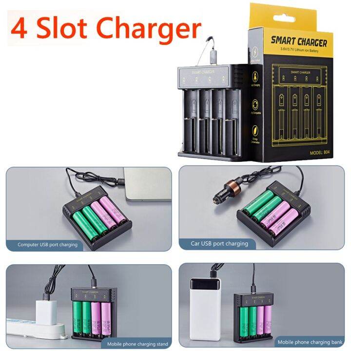 dc-5v-2a-li-ion-สาย-usb-ที่ชาร์จแบตเตอรี่4ช่องอุปกรณ์ชาร์จแบตเตอรี่ลิเธียม-li-ion-สำหรับไฟฉายกล้องออด-yuebian