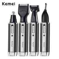 ZZOOI Kemei 4in1 Rechargeable Nose Trimmer Beard Trimer Men Micro Shaver Eyebrow Nose Hair Trimmer Nose and Ear Cleaner Grooming Set