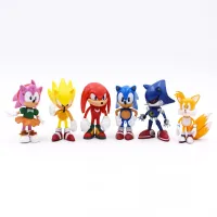 6ชิ้น/เซ็ตเกม Super The Hedgehog ของเล่นตุ๊กตาขยับแขนขาได้6-7Cm