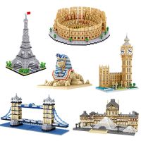 London Bridge Eiffel Tower World Building Blocks Colosseum Louvre Famous Architecture Attractions Model Simulation Bricks Toys