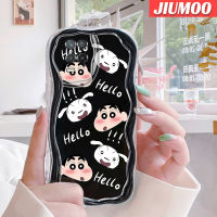 เคส JIUMOO สำหรับ Realme 8 5G 8S 5G Q3i V13 5G Narzo 30 Q3เคสลายการ์ตูนน่ารักสีเทียนหน้าแข้งเป็นคลื่นโปร่งใสกันกระแทกเคสมือถือเนื้อครีมซิลิโคนใสปกป้องเลนส์เคสนิ่ม