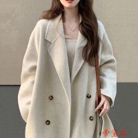 [COD] Double-sided cashmere coat womens mid-length 2022 autumn and winter new Korean style loose woolen