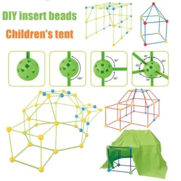 DIY Beaded block tent for Kids Construction Fort Building Blocks