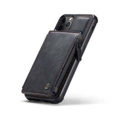 For iPhone Zipper Purse Cover 12 11 Pro XS Max SE  8 7 Plus Leather Wallet Case for Samsung Note 20 Ultra S20 S10 S9 A51 A71