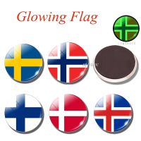 Glowing fridge magnet countries Norwegian flag (FinlandSwedenNorwayIcelandDenmark) Luminous travel 30MM refrigerator magnets