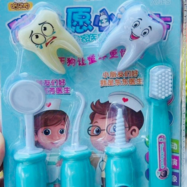งานไทย-พร้อมส่ง-ชุดเครื่องมือหมอฟันเด็กสีเขียว-ชุดอุปกรณ์หมอฟันเด็ก-ของเล่นหมอฟันเด็ก