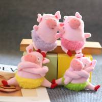 cute funny piggy pig key chain plush toy long arm bag pendant