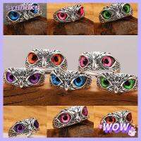 SYBOOKS ปีศาจ Retro Animal Style Jewelry Owl Eye Statement Ring Vintage Ring Open Adjustable