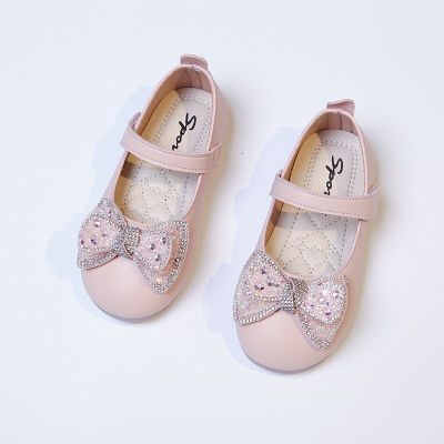 Girls Casual Shoes Princess Baby Sequin Bow Flat Shoes Fashion Childrens Performance Leather Shoes 2023 Spring Summer New