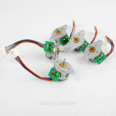 【✆New✆】 chexiuhua 5ชิ้น12V Dc สี่สายสองเฟสไมโคร Dia 15สเต็ปมอเตอร์มม. พร้อมสาย Diy ขนาดเล็กหุ่นยนต์