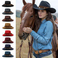 Men Women Woolen Western Cowboy Hats Wide Brim Sunhats Party Travel Sombrero Outdoor Caps Classical Retro US Size 7 14 UK L