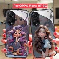 เคส OPPO Reno 7Z 8Z 8T 8 5G เคส OPPO Reno 7 Pro 5G เคสโทรศัพท์กันกระแทกพร้อมฝาครอบกล้องอุปกรณ์ป้องกันเลนส์น่ารักเคสโทรศัพท์แก้วเหลวหรูหราของเจ้าหญิงวิ่งห