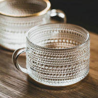 Sunflower Embossed Heart-resistant Coffee Cups Transparent Drink Glass Cup Mug Milk Dessert Ice Cream Juice Tea Cup With Handle