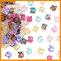 SHENGZU 100pcs สุ่มแบบสุ่ม ลูกปัดใสหลากสี 14x13mm สีผสมกัน ลูกปัดปูปู ลูกปัดแลมป์เวิร์ค ปูปู ลูกปัดสไตล์ทะเล ทำเครื่องประดับ DIY