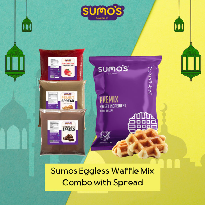 Sumo's Crispy Eggless Waffle Premix Flour and Fruit Jam Peanut Spread