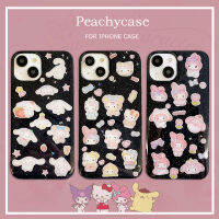 เคสลายการ์ตูนน่ารัก Sanrio Melody Cinnamoroll Hello Kitty เข้ากันได้กับเคสโทรศัพท์กากเพชร iPhone 15 14 13 12 Pro Max IPhone11 15Promax ฝาครอบด้านหลังกันกระแทก TPU