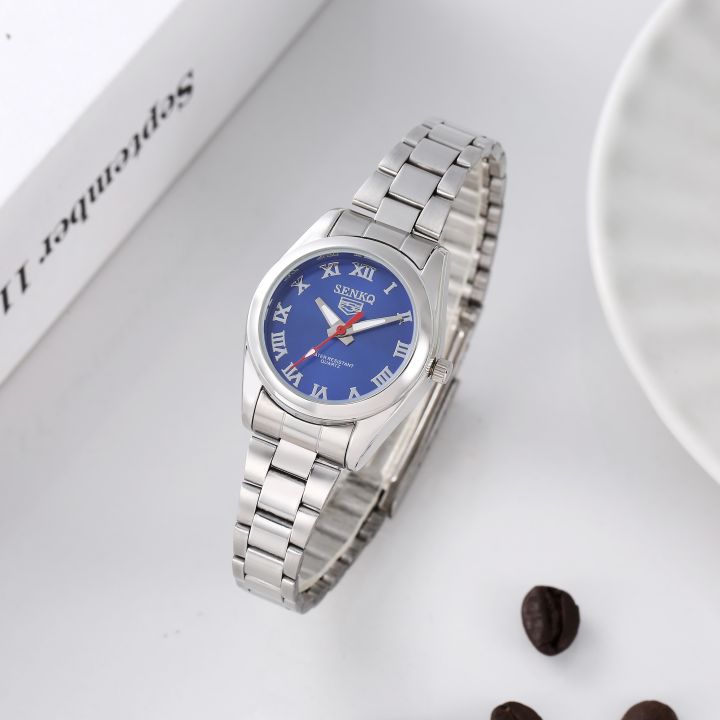 นาฬิกาผู้หญิง-senkq-รุ่นล่าสุด-เพิ่มหน้าปัดสีชมพู-วัสดุสแตนเลสกันน้ํา-นาฬิกาผู้หญิงหน้าปัดเล็ก-รุ่น-lh-17