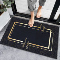 Ready Stock✨ Light Luxury Simple Black Floor Mat Nordic Car Floor Mat Household Entrance Porch Toilet Water Absorption Kitchen Kar