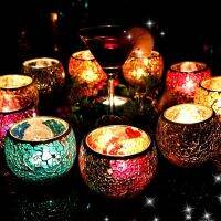 Mosaic glass Taipeis layout props valentines day candlelight dinner cup furnishing articles