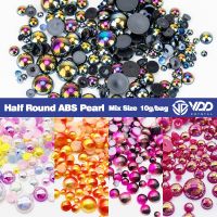 VDD 10g/lot Gradient Half Round Flatback Resin Glue Imitation Bead Crafts Diy Decoration