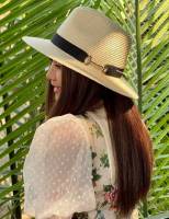 Hats Shop9 หมวกสานปีกกว้าง ทรงปานามาแต่ง คาดดำ พร้อมส่งจากไทย B085