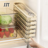 JJT กล่อง Crisper พลาสติกในบ้านอาหารเกรดแบบมีตัวจับเวลาครัวตู้เย็นตู้แช่กล่องเกี๊ยวมีตะเข็บด้านล่างแบบใสหลายชั้น