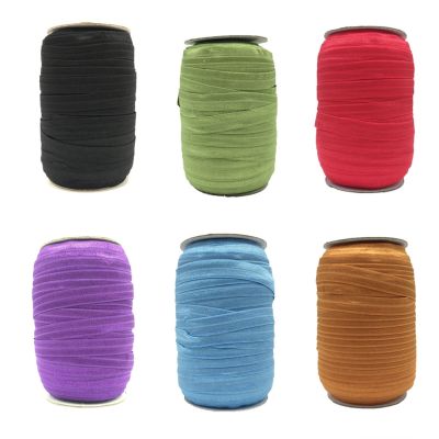 100Yards Solid Color Cheap Shiny Fold Over Elastic Plain FOE Spandex Band Hair Tie DIY Head Wear Gift Packaging Wrapping