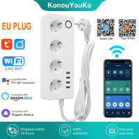 Wifi Smart Plug with Double USB Socket Tuya Smart Life EU Plug Power Outlet Timer APP Remote Voice Control for Alexa Home