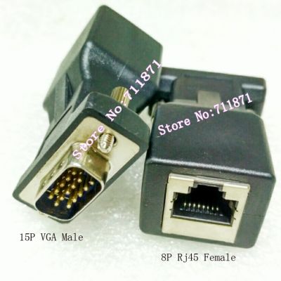 15 P VGA d-sub Konektor Laki-laki ke Perempuan Rj45 diperpanjang melalui jaringan Kabel memperpanjang Garis memanjang D-sub VGA Adapter Dengan Rj45 VGA
