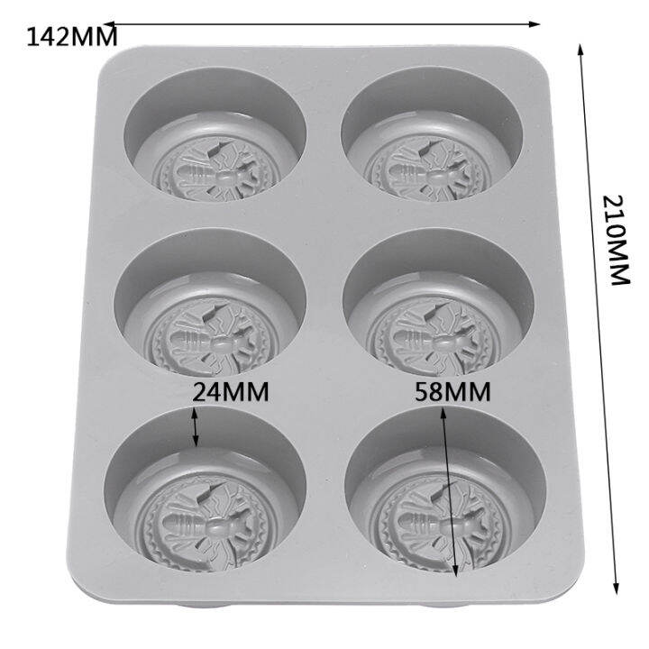 6เซลล์รอบน้ำผึ้งซิลิโคนแม่พิมพ์อบขนมขี้ผึ้งขี้ผึ้งเทียนแม่พิมพ์ทำเค้ก42มิลลิลิตร-สีสุ่ม