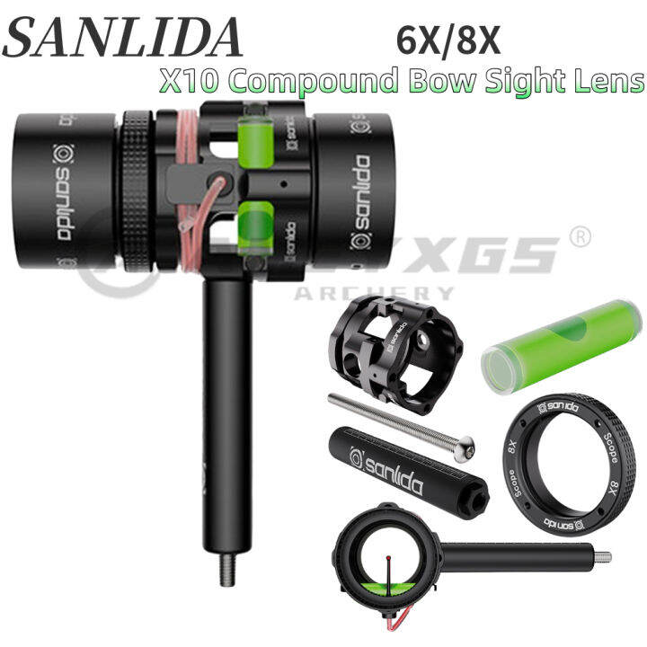 SANLIDA X10 Compound Bow Sight Lens 6/8X Aiming Scope Magnifier Replace