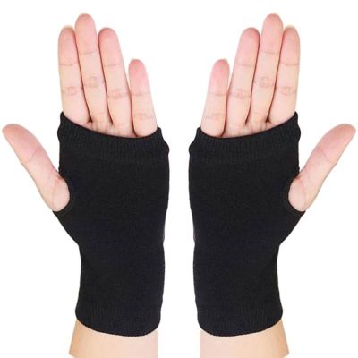 AUBTEC Winter Cotton Gloves Half Finger Sports Fingerless Gloves Knit Short Mens Womens Autumn And Winter Thin Arm Sleeves