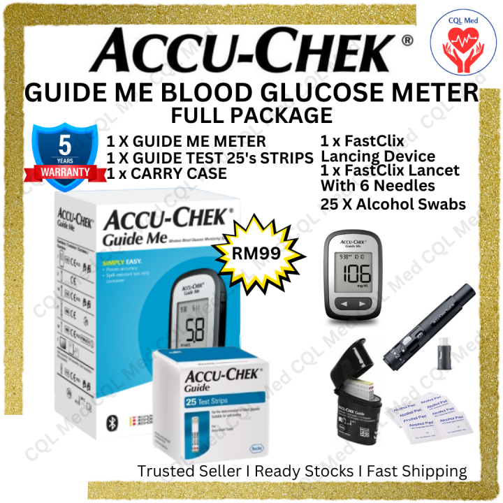 Accu-Chek Guide Me Blood Glucose Meter Full Set With Meter, Case, 25'S ...