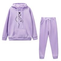 【DT】hot！ Tracksuit Hoodies 2 Piece Sets Womens Outfits Sweatshirts Hooded Pullover Fleece Pant Suits Jogging