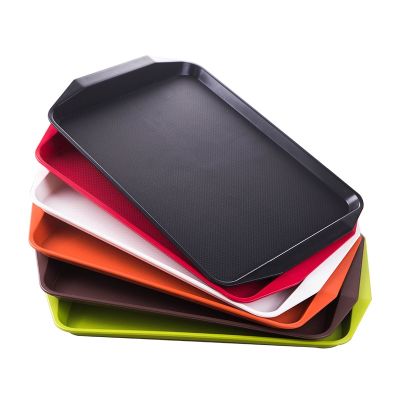 17 Inch Square Solid Chinese Strengthen Thicken PP Plastic Color Double Ear Canteen Fast Food Tray Kitchen Dining Tray