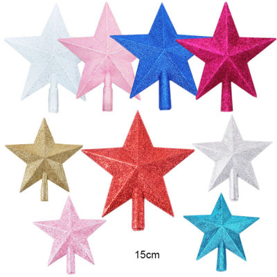 Exquisite Star Christmas Tree Topper Festive Star-shaped Ornament For New Years Decoration Gold Five-pointed Star Ornament Glittery Star Pendant Decoration LED Christmas Tree Topper Star