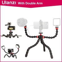 Ulanzi MT-52ที่มีความยืดหยุ่นปลาหมึกขาตั้งกล้อง Monopod ที่มีแขนคู่ยึดขยาย14สกรูเย็นรองเท้ามาร์ทโฟนกล้องขาตั้งกล้อง