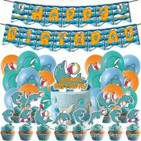 dolphin theme kids birthday party decorations banner cake topper balloons set supplies