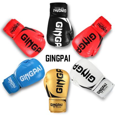 GINGPAI 6oz 8oz 10oz 12oz Adult Mens Womens Kids Boxing Gloves PU Leather MMA Muay Thai Sanda Professional Fighting Gloves